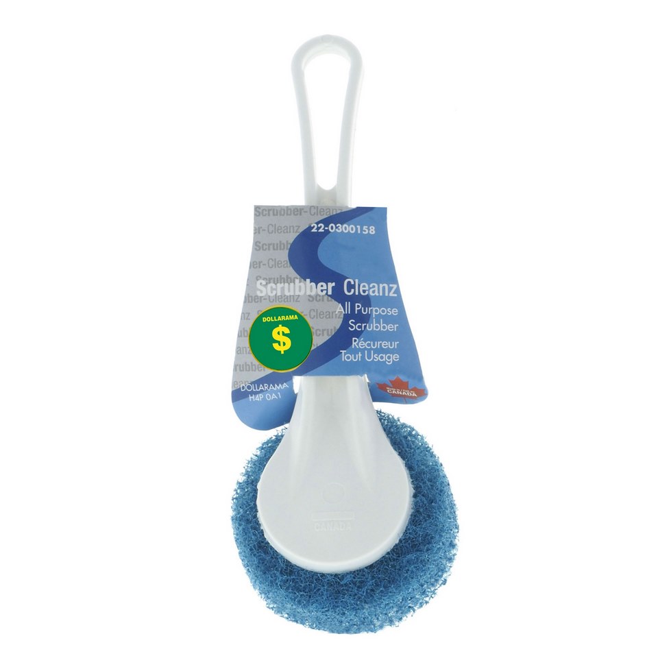 Round Scouring Pad with White Plastic Handle (Assorted Colours)