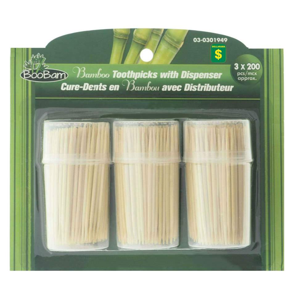 600 Cure-dents en bambou avec distributeur