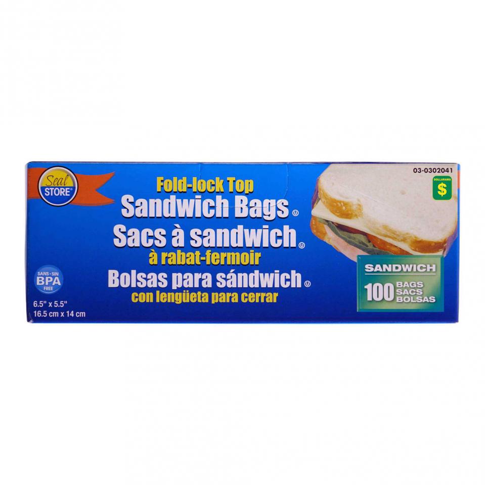 Fold-Lock Top Sandwich Bags 100PK