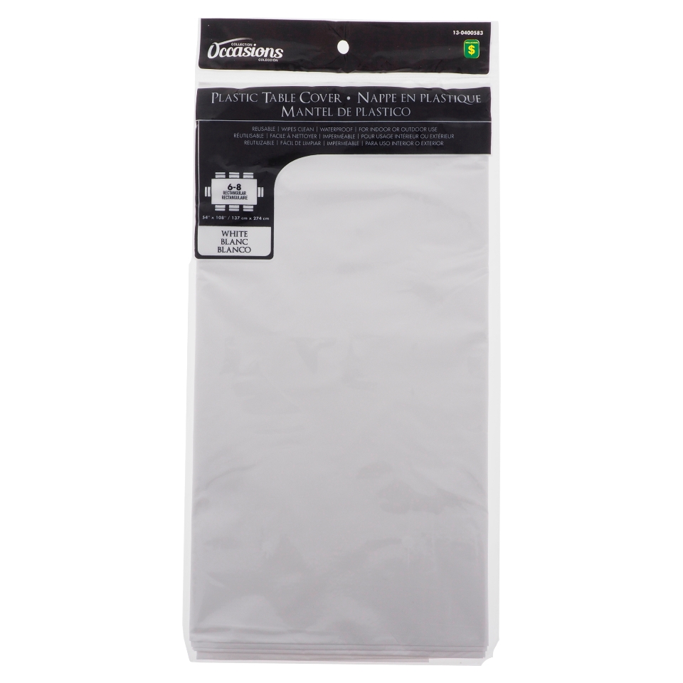 Rectangular White Plastic Tablecloth