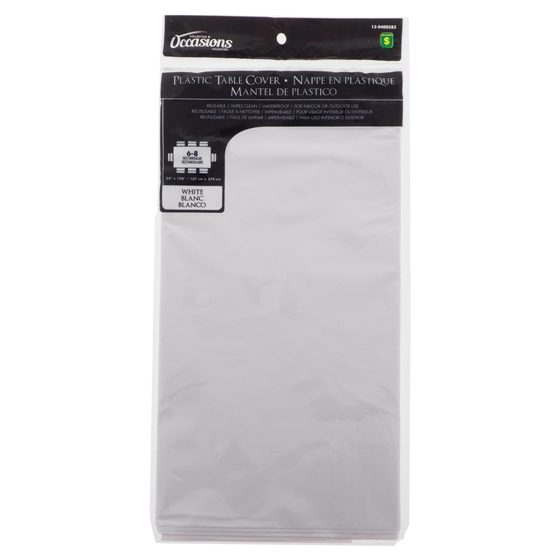 Rectangular White Plastic Tablecloth