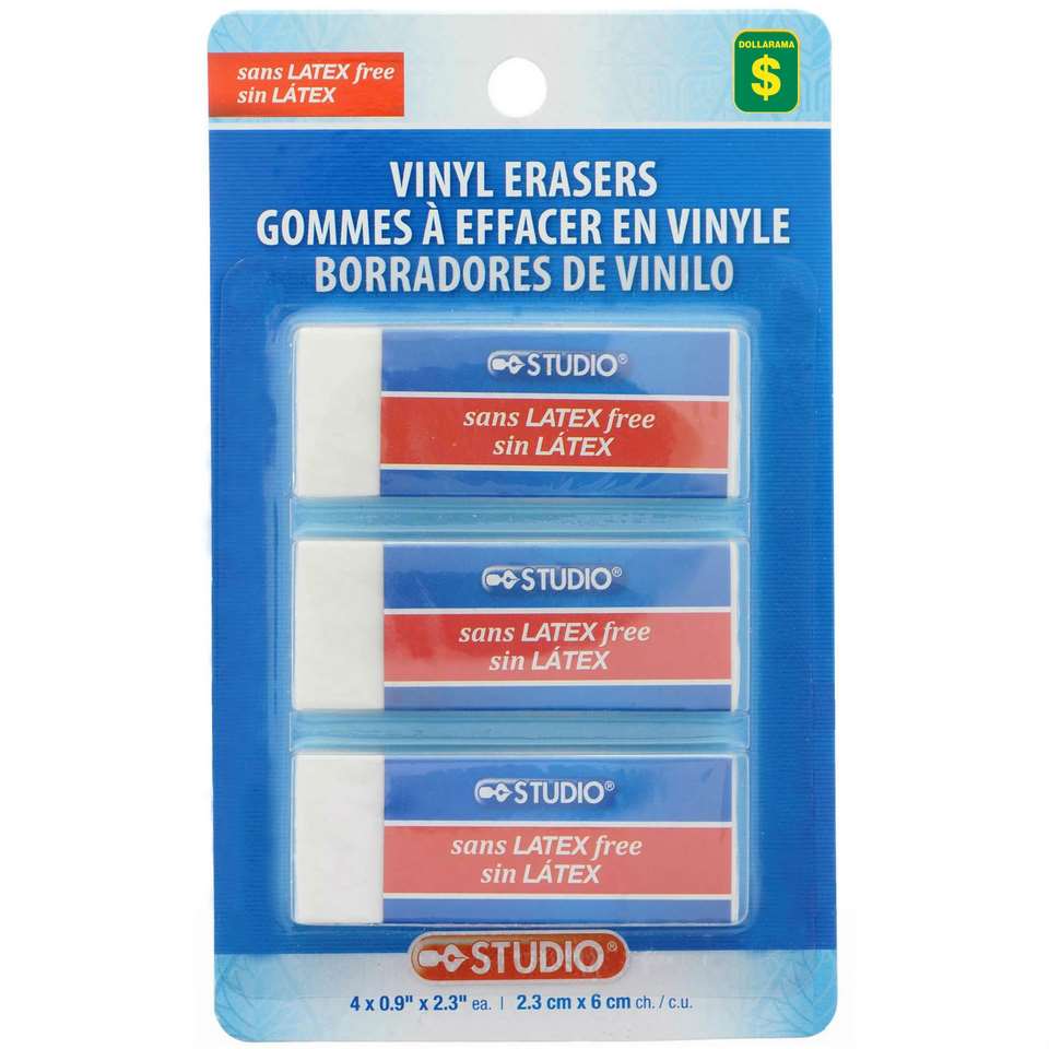 3 Gommes à effacer en vinyle