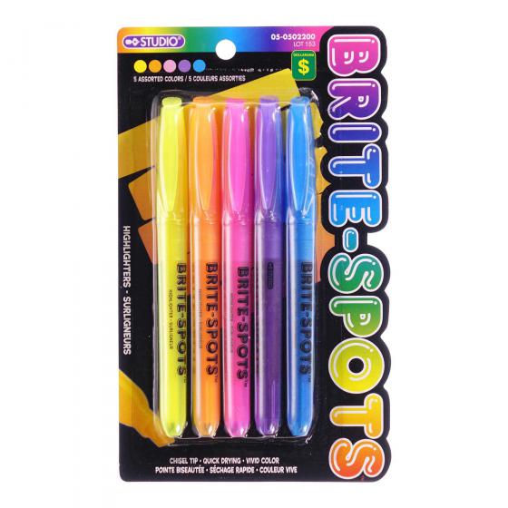 Highlighters 5PK (Assorted Colours)