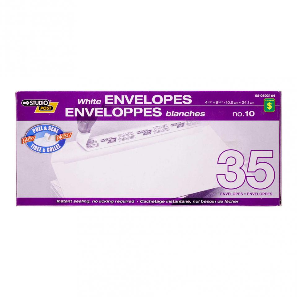 35 Enveloppes blanches «Tirez & Collez» no.10