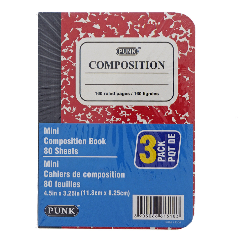 3pk Side Bound Mini Ruled Composition Book