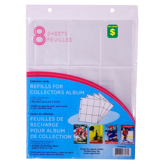 8 feuilles de recharge pour album de cartes de collection
