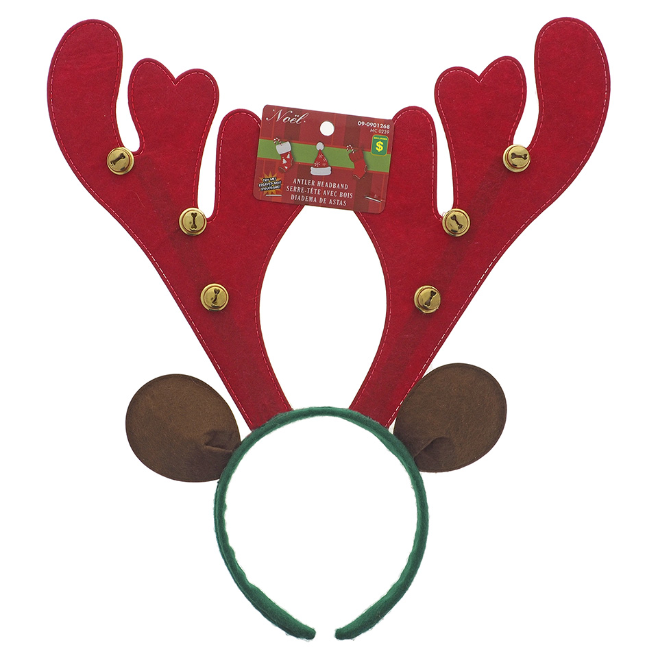 Christmas Felt Antler Headband with Ears and Bells