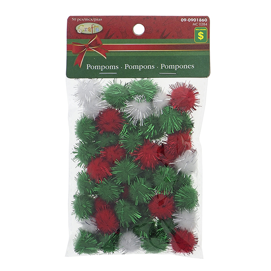 Christmas Pompom with tinsel in a bag