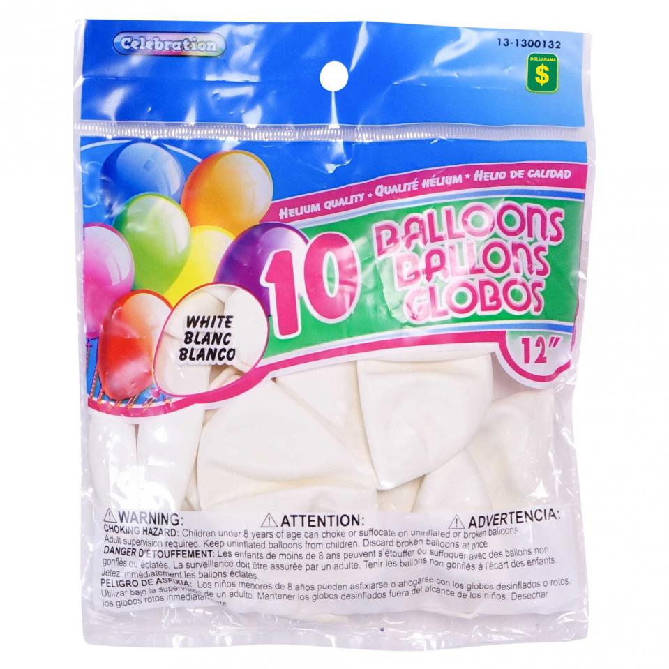 10 Ballons blancs de 12"