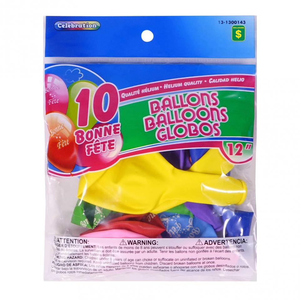 12" 'Bonne Fête' Balloons 10PK (Assorted Colours)