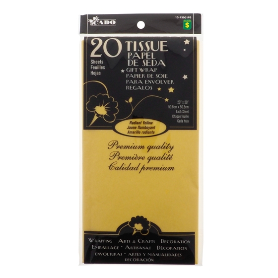 20 feuilles de papier de soie jaune radiant