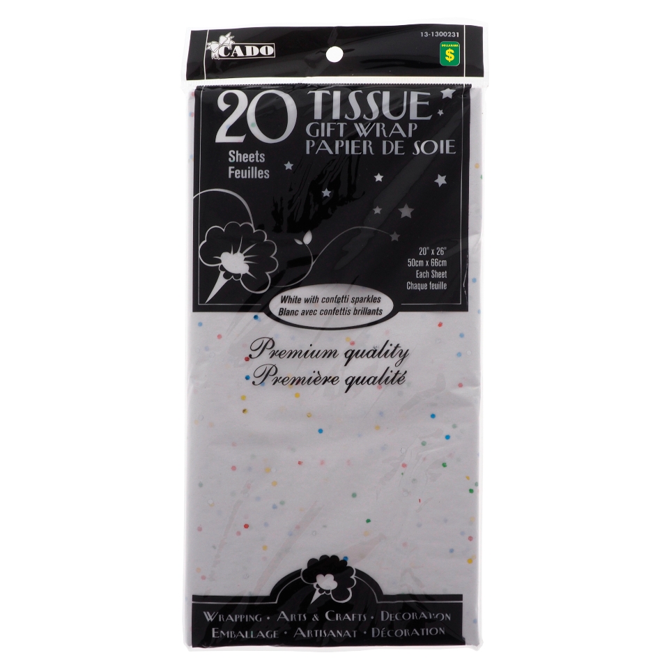 20 Sheet White Tissue Gift Wrap with Confetti Sparkles