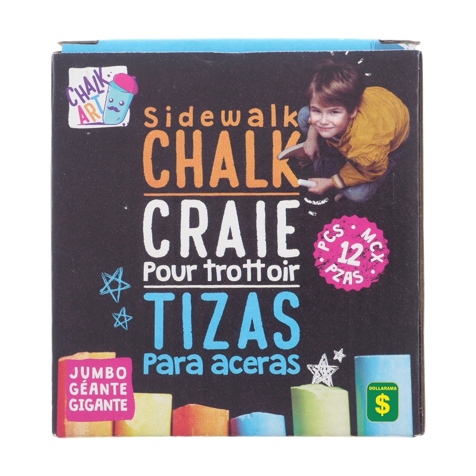 12 Colored Dustless Sidewalk Chalk