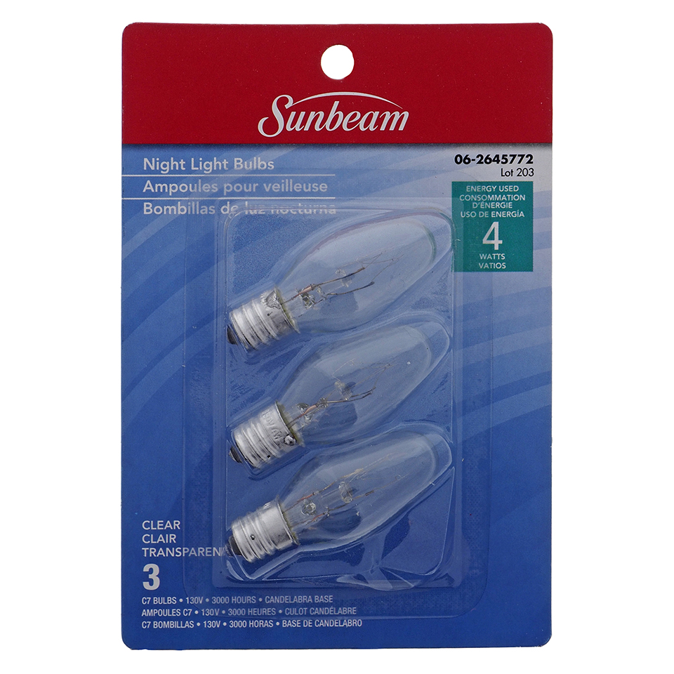3 Ampoules pour veilleuse transparentes