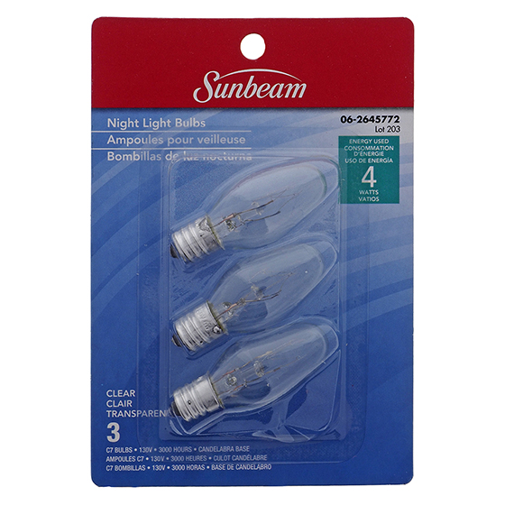 3 Ampoules pour veilleuse transparentes
