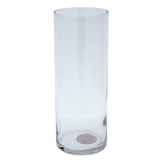 Vase en verre transparent à forme cylindrique de 9"