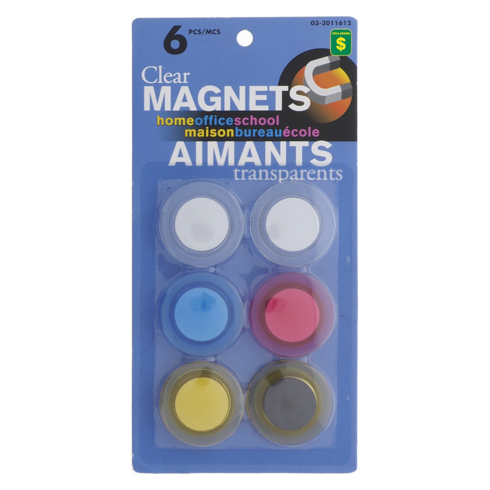 Aimants transparents colorés (Tailles et couleurs assorties)