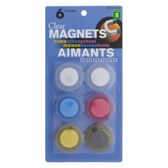 Aimants transparents colorés (Tailles et couleurs assorties)