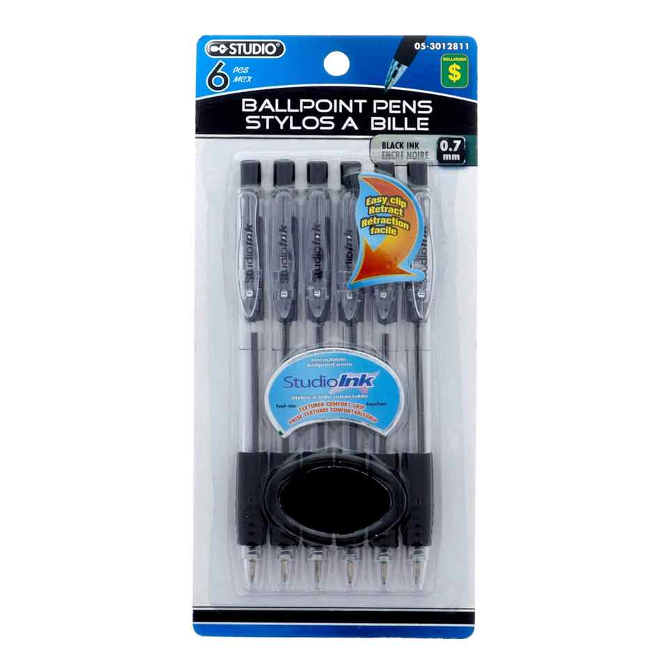Ballpoint Pens 6PK (Assorted Colours)