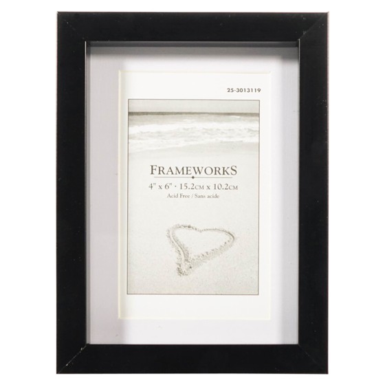 Cadre photo 4''x6'' en plastique avec passe-partout (Couleurs assorties)