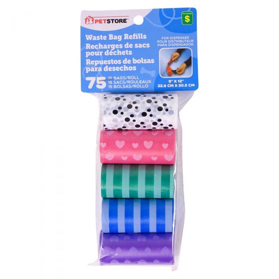 75 Recharges de sacs pour déchets (Couleurs assorties)