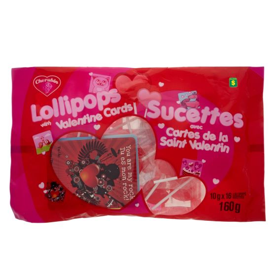 16Pk Lollipops with Valentine Cards