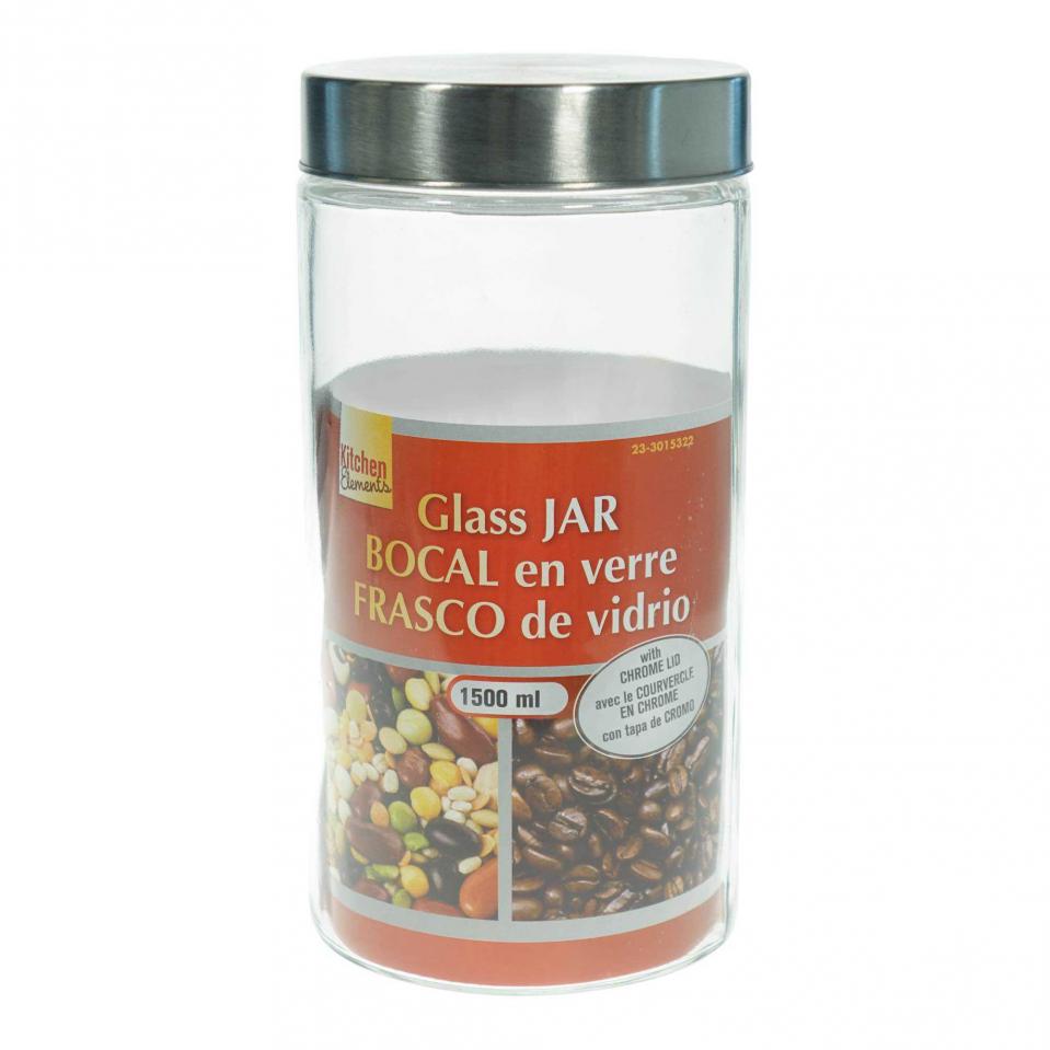 Bocal Rond en Verre avec Acier Inoxydable