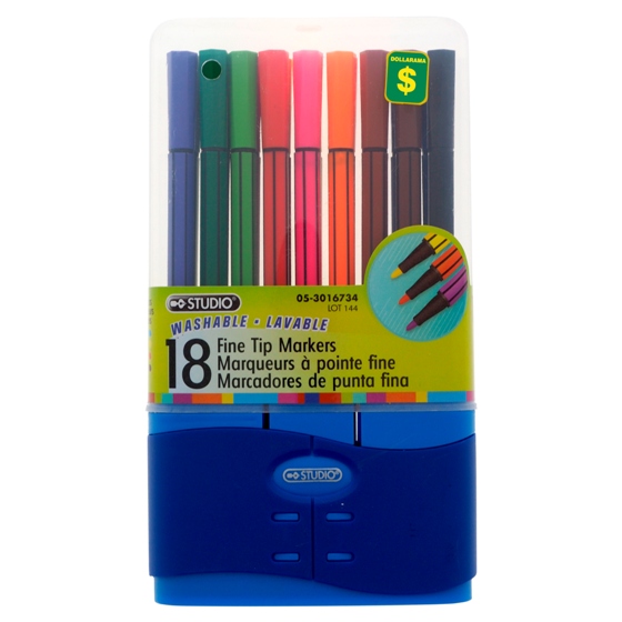 18 Marqueurs à pointe fine (Couleurs assorties)
