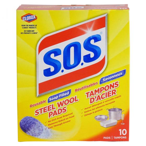 Boîte de 10 tampons d'acier S.O.S