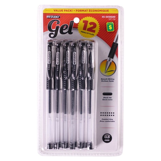 Black Gel Pens 12PK