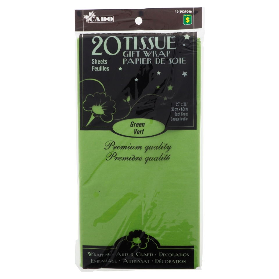 20 feuilles de papier de soie vert