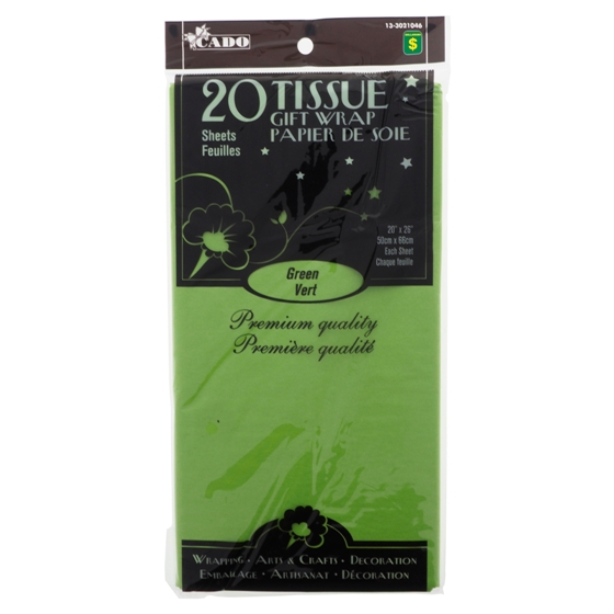20 feuilles de papier de soie vert