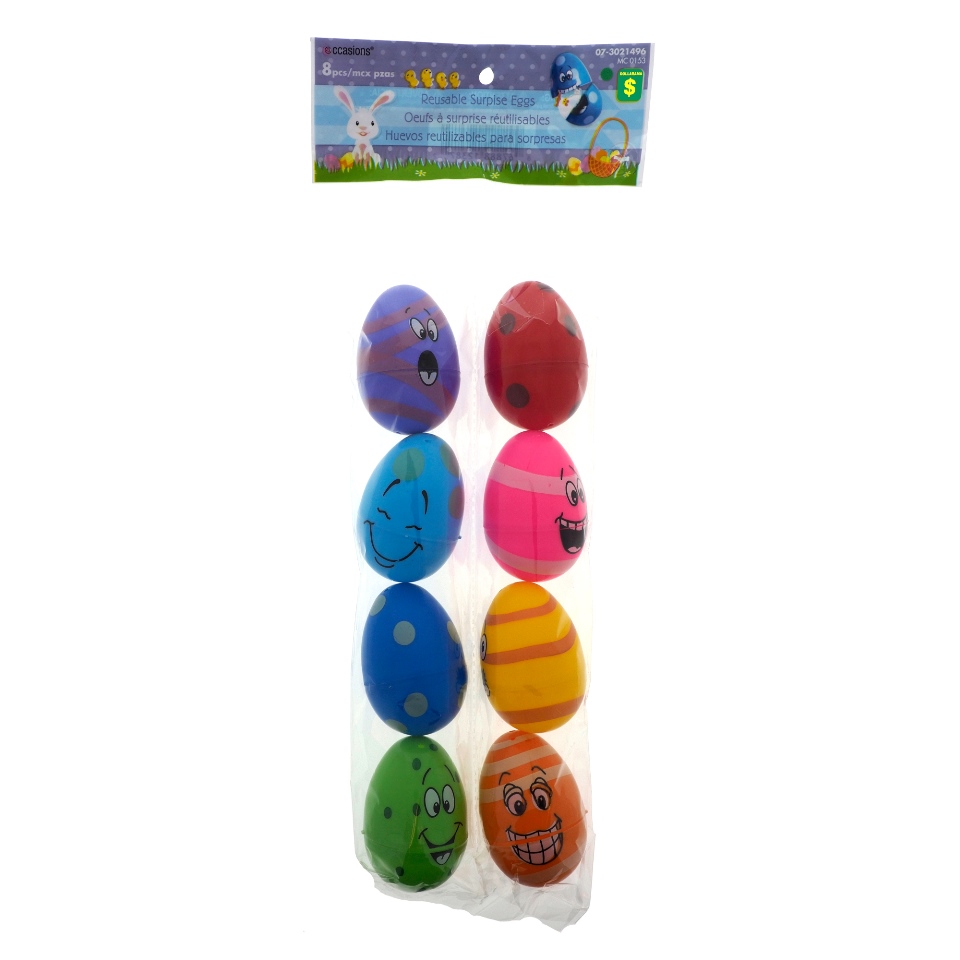 8PK Easter Fillable Eggs With Facial Expression