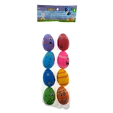 8PK Easter Fillable Eggs With Facial Expression - 0