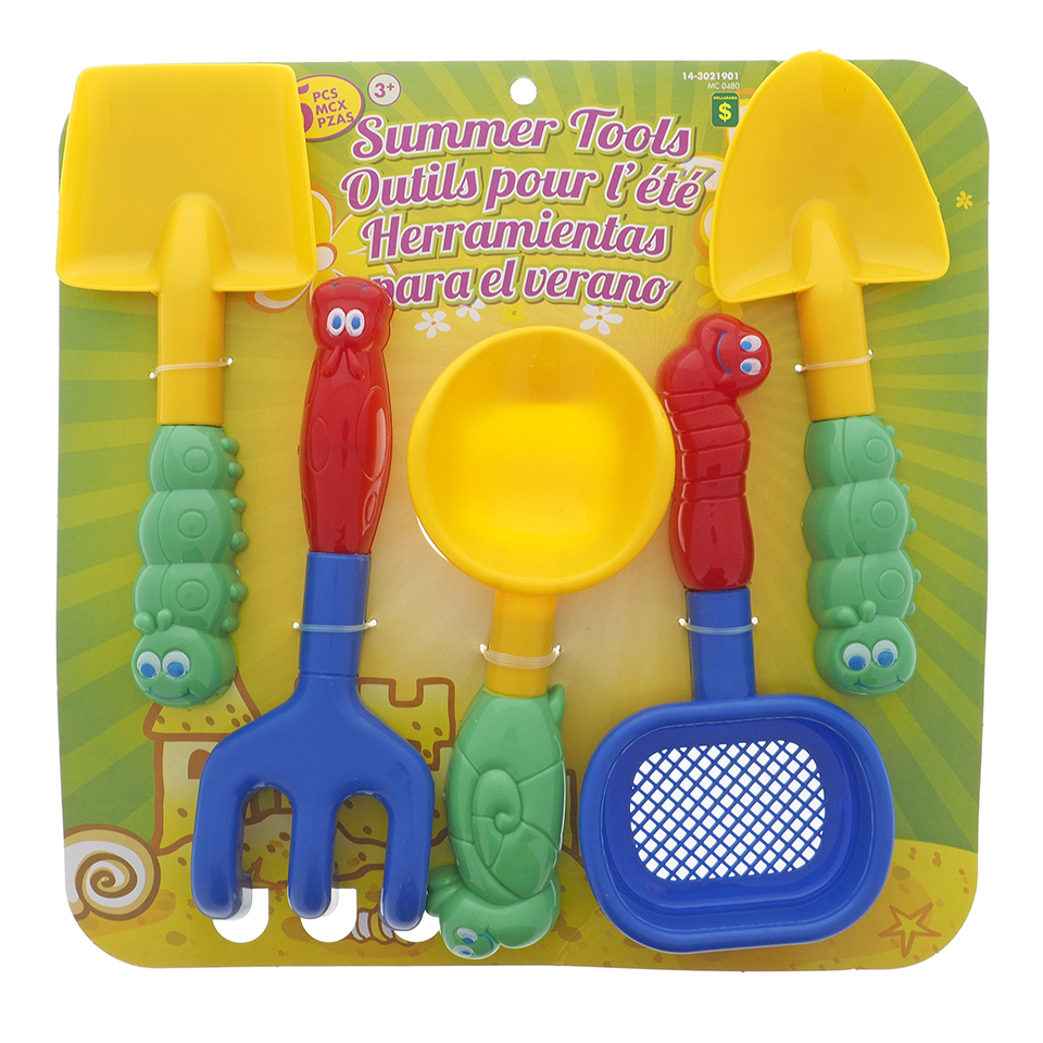 5Pc BeachToy Tool Set W/Caterpillar Face