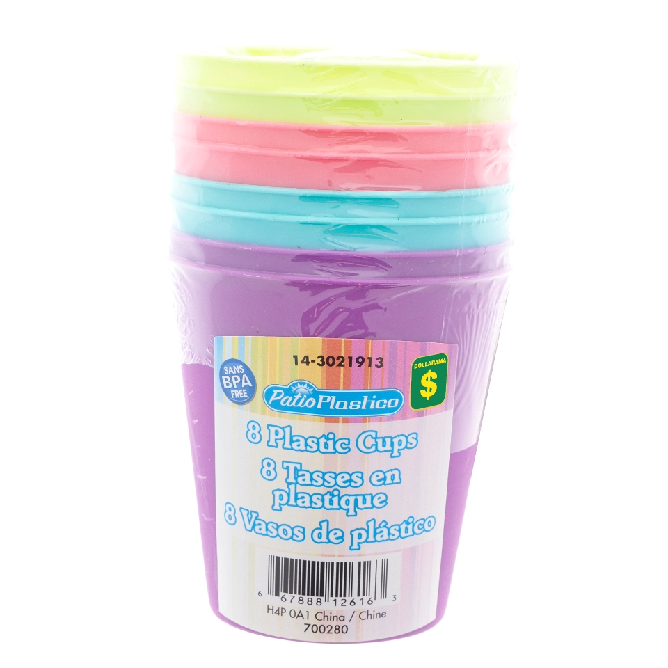 Paq. de 8 gobelets en plastique