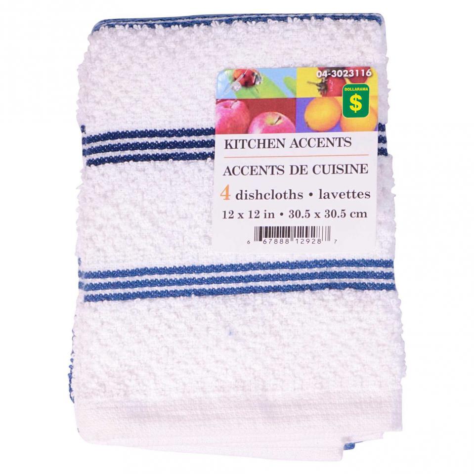 Lavettes de cuisine en coton éponge (Couleurs assorties)