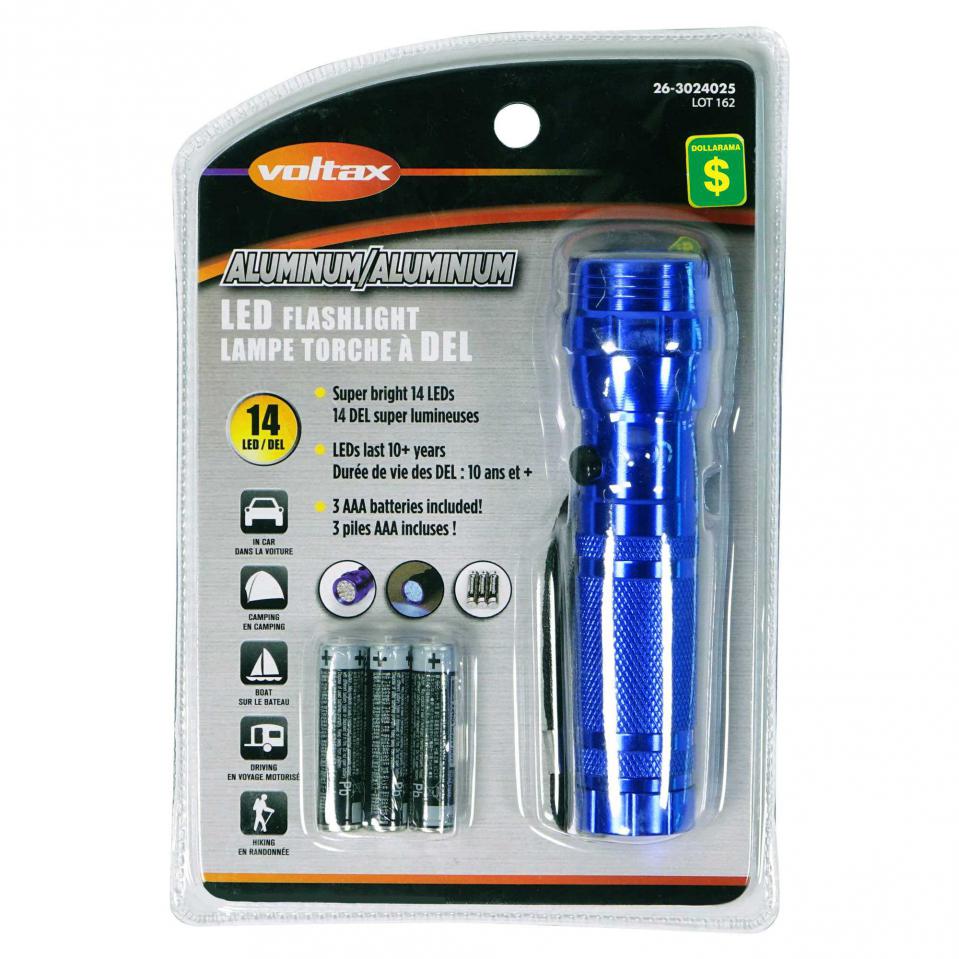 Lampe torche à DEL en aluminium (Couleurs assorties)