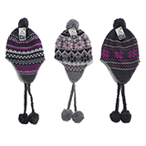 Kids Jacquard Knitted Hat with Pompom