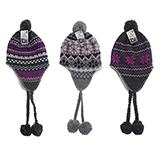 Tuque en jacquard avec pompon pour enfants - 1