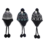 Kids Jacquard Knitted Hat with Pompom