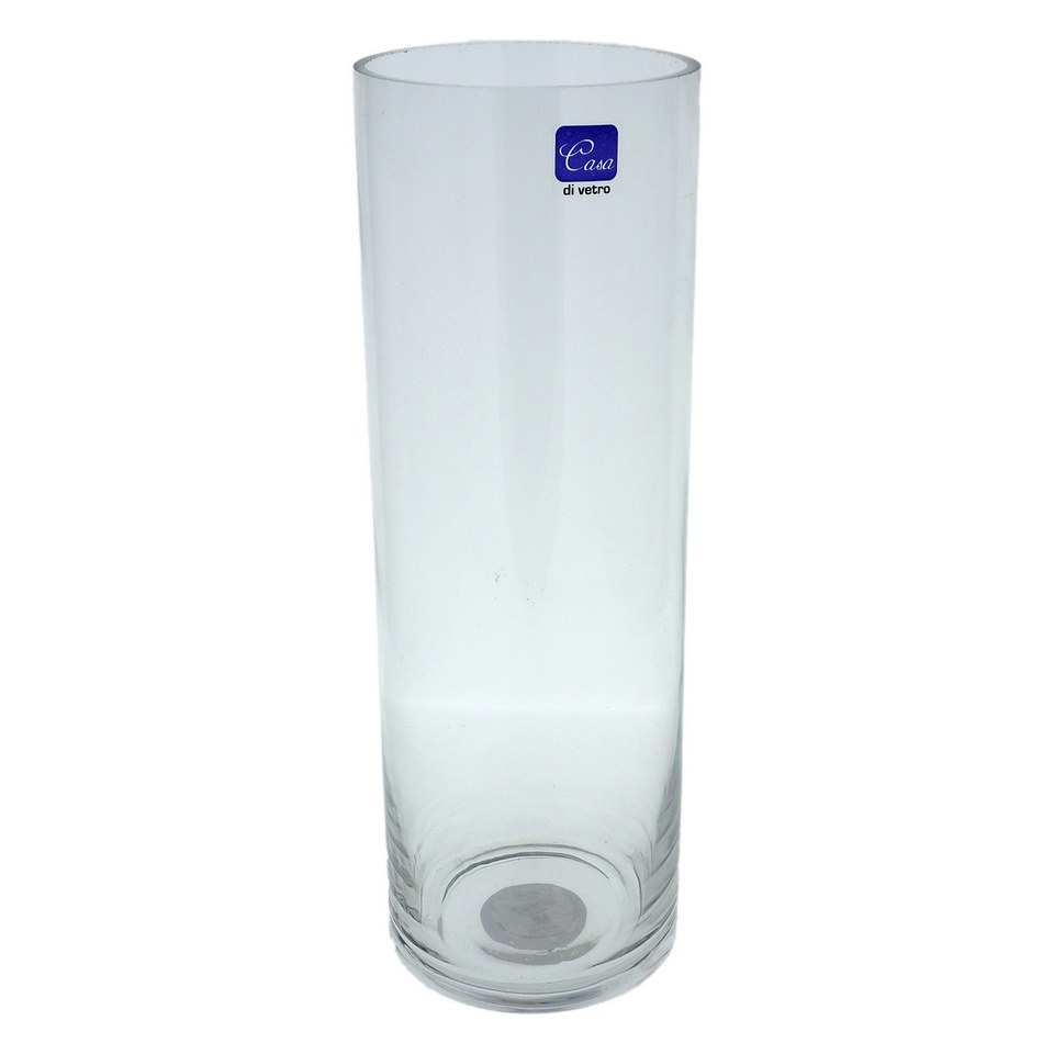 11.5" Cylindrical Clear Glass Vase