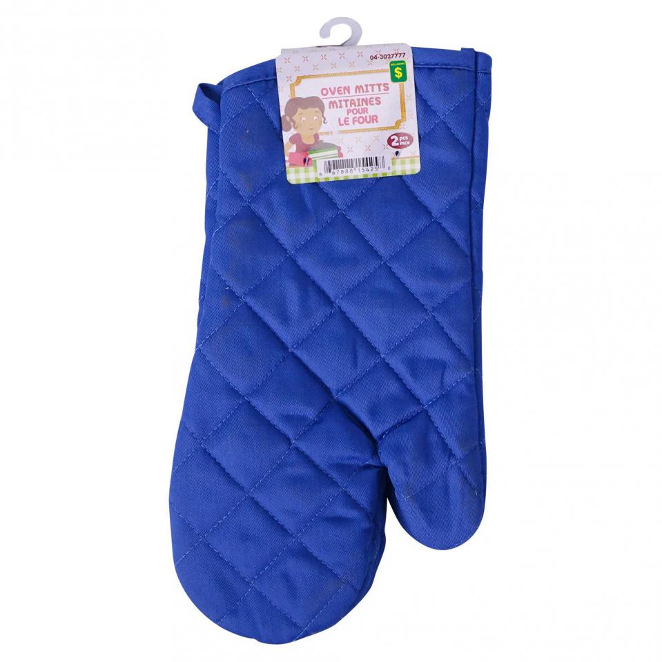 2 Mitaines pour le four en coton matelassé (Couleurs assorties)