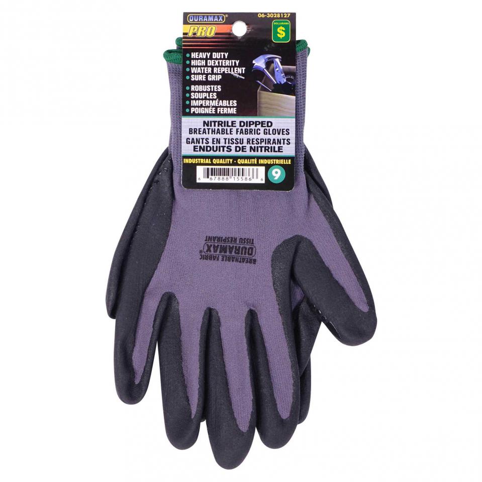 Nitrile Dipped Breathable Fabric Gloves (Assorted Sizes)