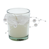 Bougie votive de mariage avec décoration ruban et des perles - 0
