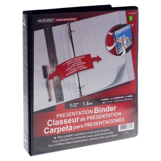 0.5" 3-Ring Presentation Binder (Assorted Colours)