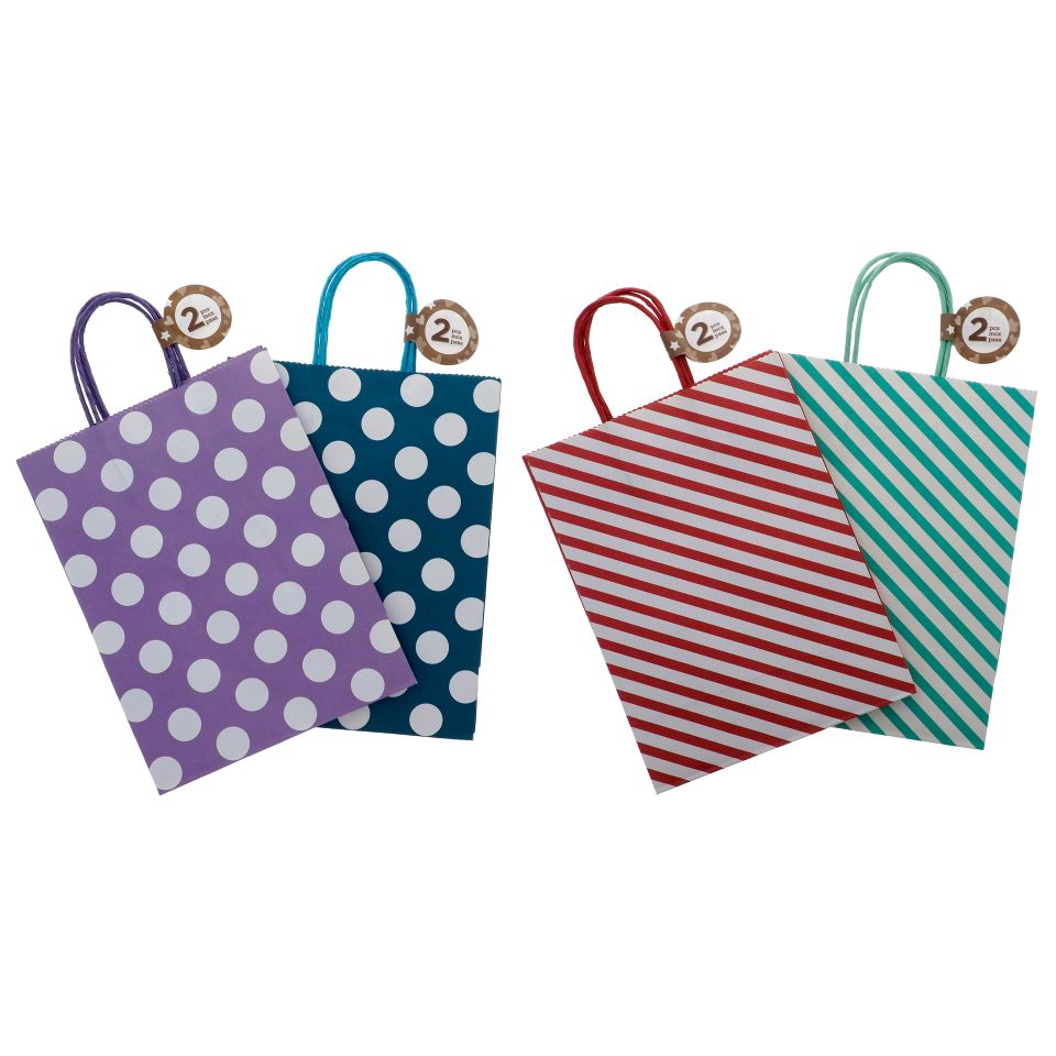 Solid Colour Kraft Paper Bags 2PK (Assorted Colours)