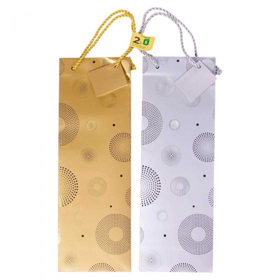 2 Sacs à bouteille avec poignées à corde torsadée (Couleurs assorties)