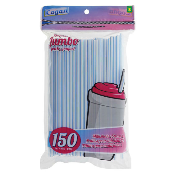 Large Plastic Milkshake Straws 150PK