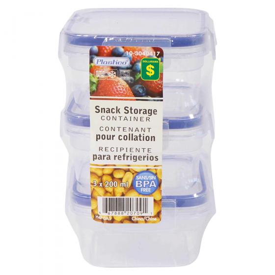 3 Contenants pour collation (Styles et formes assortis)